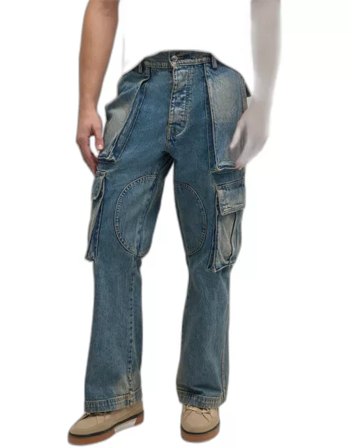 Men's Denim Multi-Pocket Cargo Pant