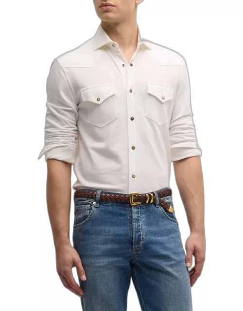Men's Pique Western Button-Down Shirt