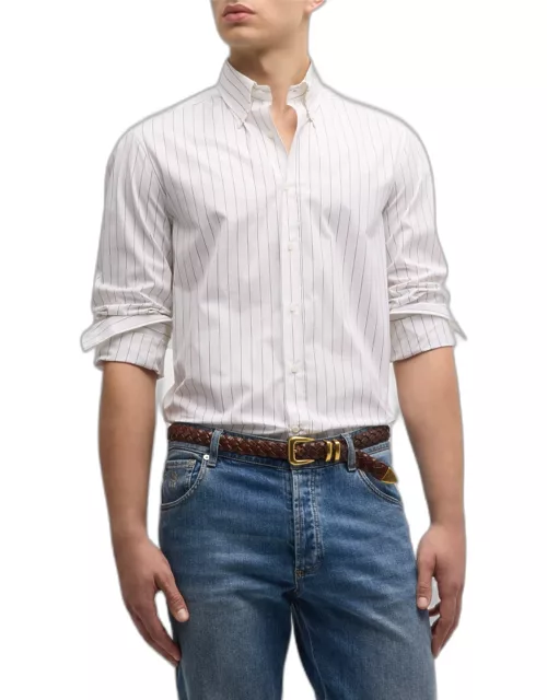 Men's Poplin Pinstripe Button-Down Shirt