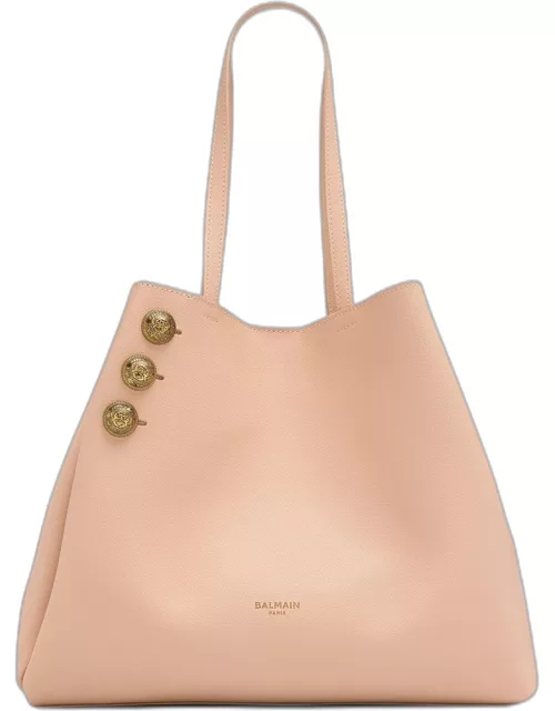 Embleme Shopper Tote Bag in Grained Leather