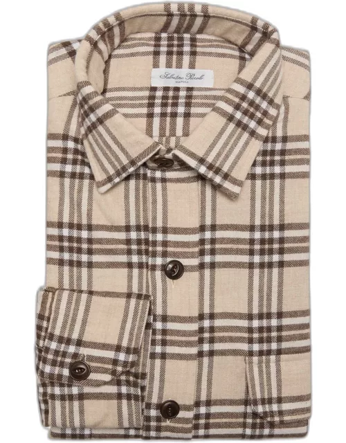 Men's Flannel Check Casual Button-Down Shirt