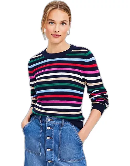 Loft Petite Stripe Textured Stitch Sweater