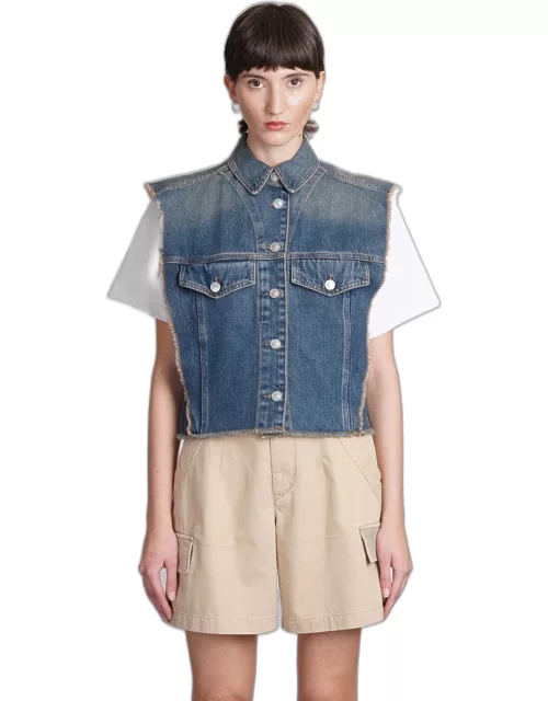 Isabel Marant Tyra Vest In Blue Cotton