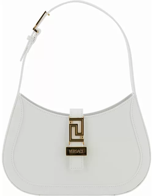 Versace greca Goddess Small White Hobo Bag With Logo Detail In Leather Woman