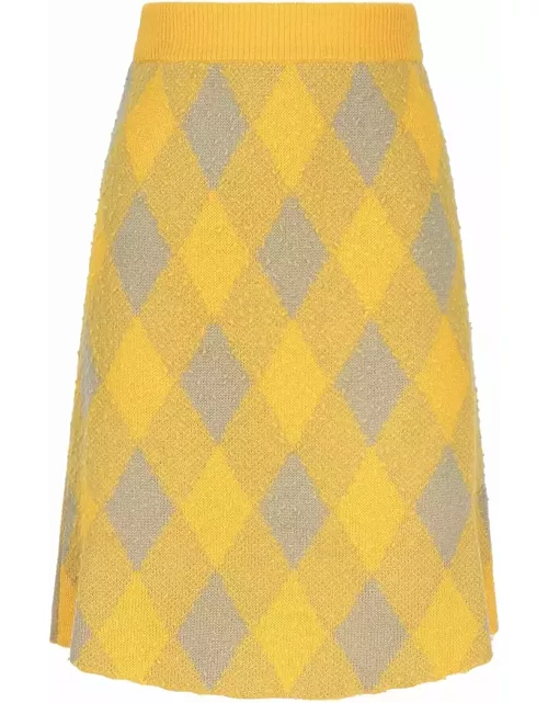Burberry Wool Skirt With Argyle Pattern