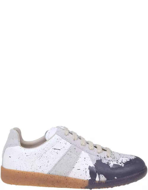 Maison Margiela Leather Sneakers With Paint Detai