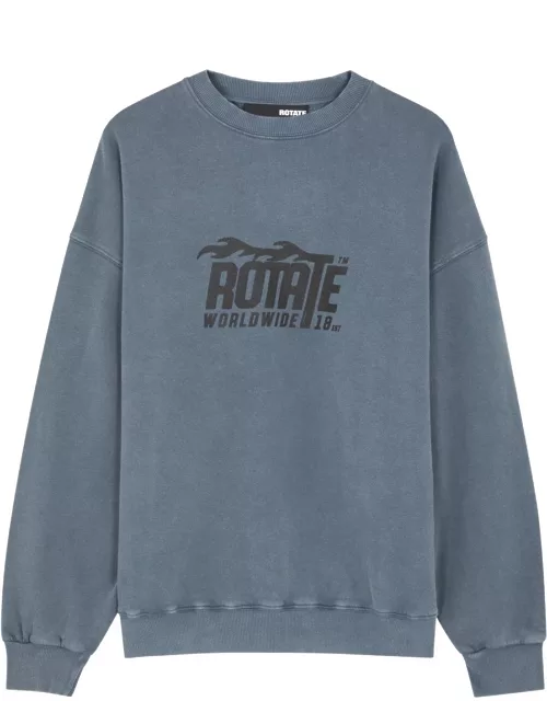 Rotate Sunday Enzyme Logo-print Cotton Sweatshirt - Indigo - S (UK8-10 / S)
