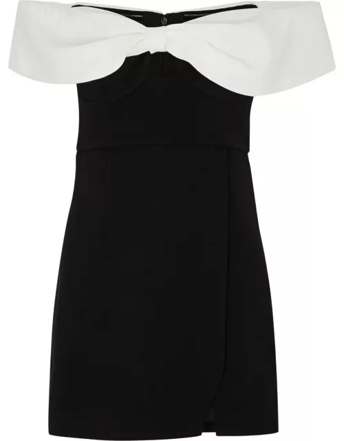 Self-portrait Off-the-shoulder Panelled Mini Dress - Black - 8 (UK8 / S)