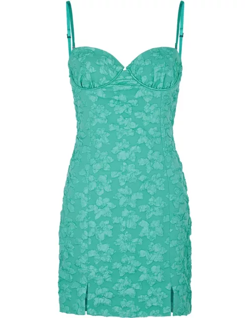 Rotate Birger Christensen Floral-jacquard Cloqué Mini Dress - Turquoise - 36 (UK8 / S)