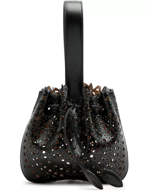 Alaïa Rose Marie Laser-cut Leather Bucket bag - Black