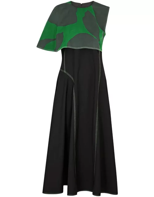 Lovebirds Tinsel Panelled Woven Midi Dress - Black - S (UK10-12)