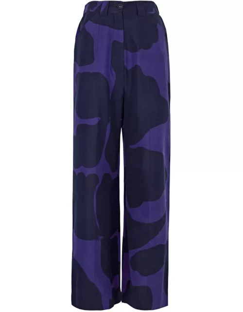 Lovebirds Chester Printed Woven Trousers - Purple - S (UK10-12)