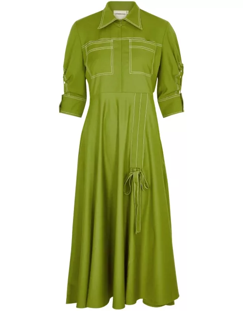Lovebirds Twill Midi Shirt Dress - Green - S (UK10-12)