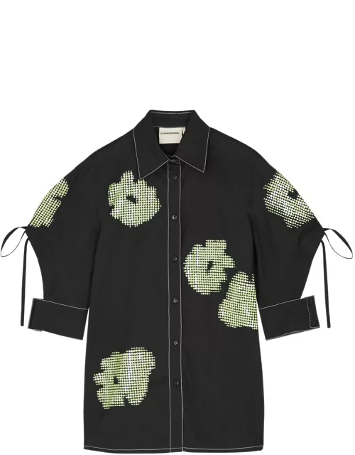 Lovebirds Sequin-embellished Cotton Shirt - Black - S (UK10-12)