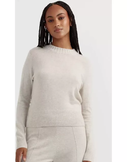Light-Oatmeal Wool-Cashmere Cropped Sweater