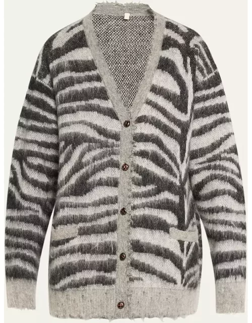 Fuzzy Mohair Zebra Cardigan
