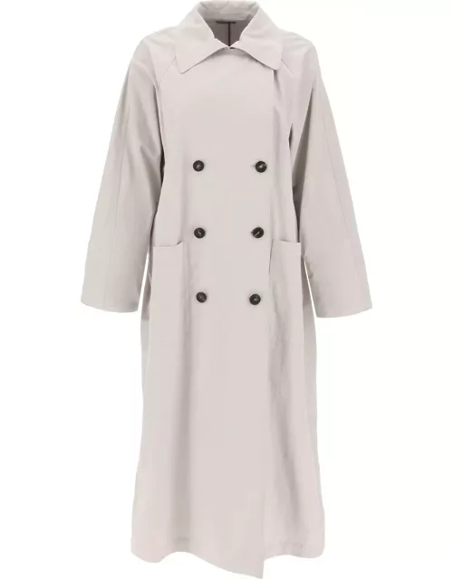 BRUNELLO CUCINELLI double-breasted trench coat with shiny cuff detail