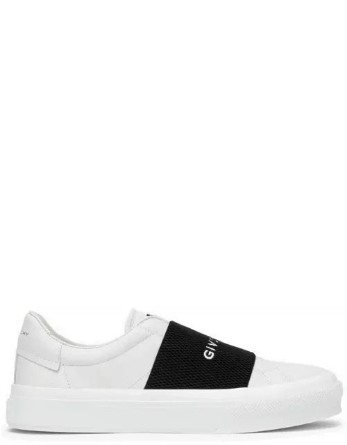 White sneakers with logo band