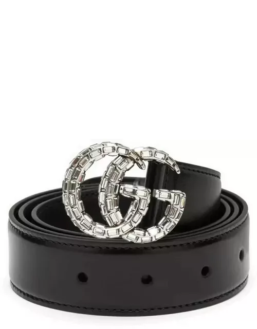 Black belt with double GG buckle with crystal