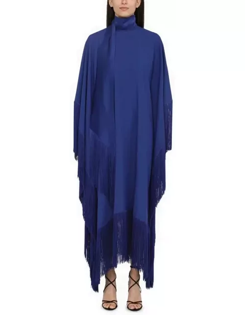 Electric blue long dress with fringe