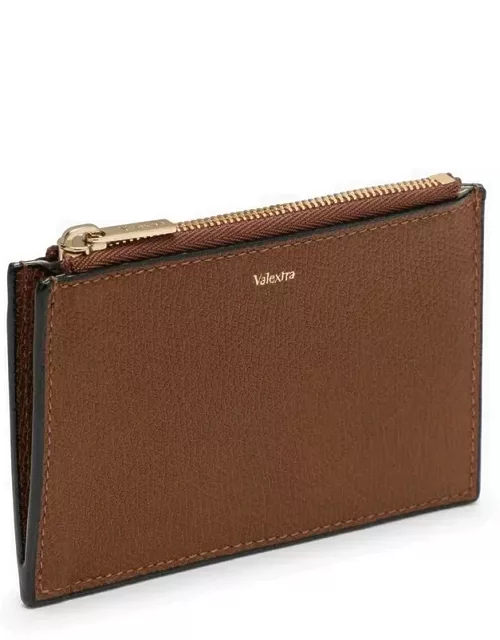 Chocolate-coloured leather wallet