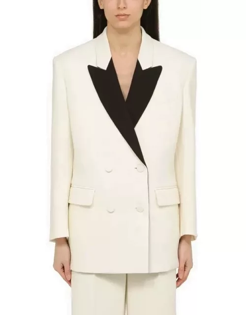 Ivory double-breasted jacket in woo