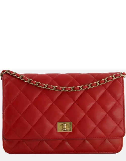 Chanel Red 2.55 Wallet on Chain in Lambskin Leather with Champagne Gold Hardware