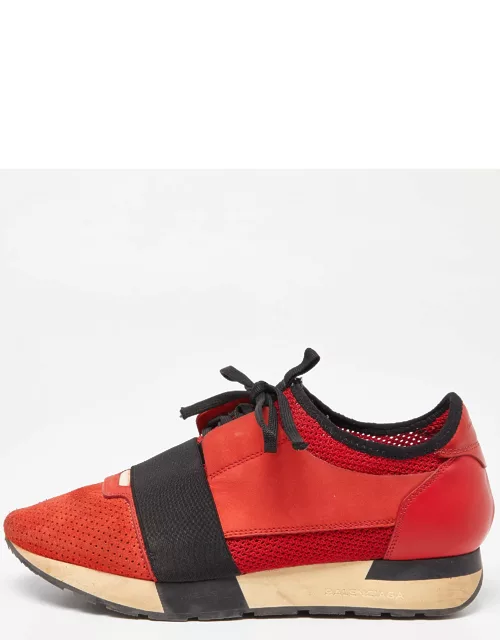 Balenciaga Orange Leather and Mesh Race Runner Sneaker