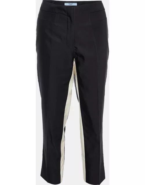 Prada Black Wool & Silk Contrast Detail Pants
