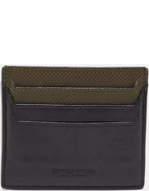 Bottega Veneta Black/Olive Green Leather Card Holder