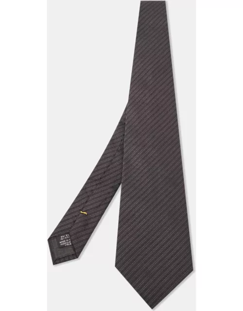 Fendi Black Striped Silk Blend Traditional Tie