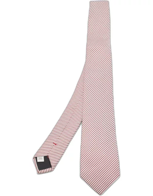 Valentino White/Red Striped Silk Tie
