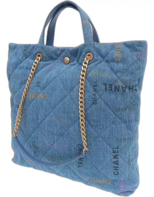 Chanel Blue Denim CC Quilted Denim Mood Maxi Shopping Bag