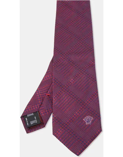 Versace Red/Navy Blue Patterned Silk Tie