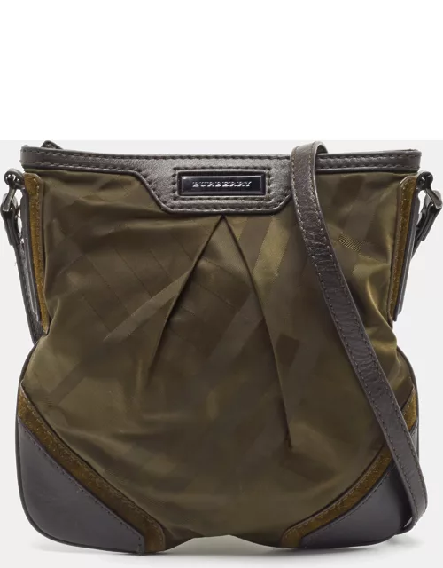 Burberry Green/Black Nylon and Leather Crossbody Bag