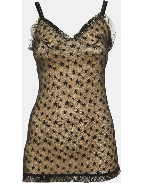 Chanel Black Star Lace Strappy Tunic Top