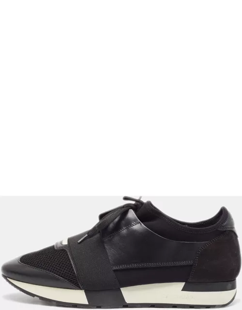 Balenciaga Black Leather Mesh Race Runner Sneaker