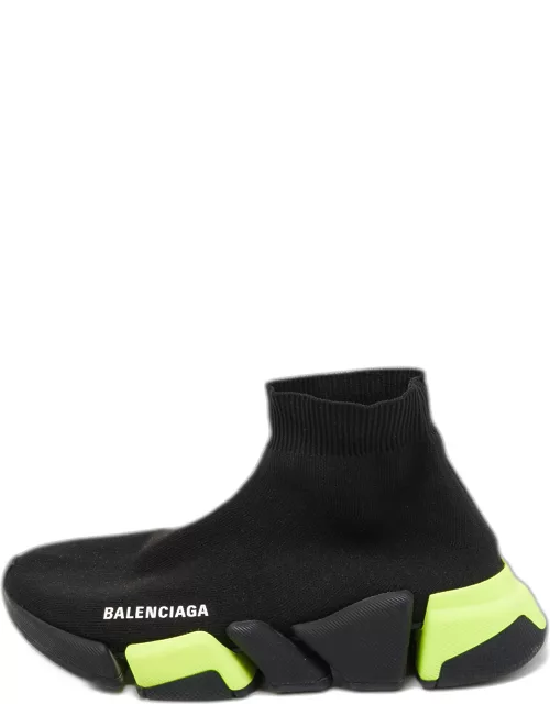 Balenciaga Black Knit Fabric Speed 2.0 High Top Sneaker