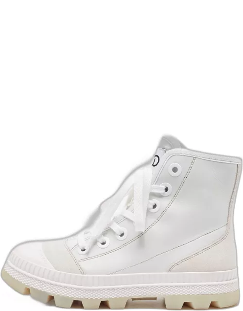 Jimmy Choo White/Grey Suede and Leather High Top Sneaker