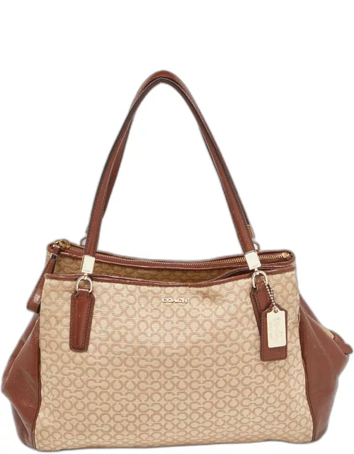 Coach Beige/Brown Coach Op Art Canvas and Leather Madison Phoebe Shoulder Bag