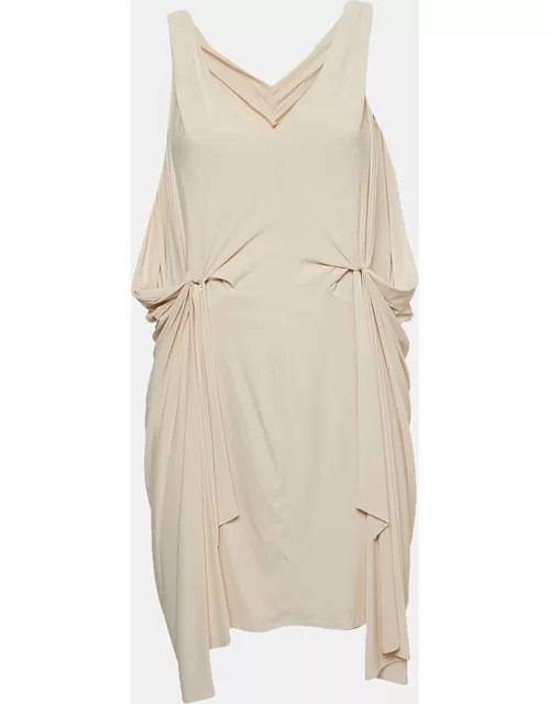 Diane Von Furstenberg Cream Jersey Draped Milton Mini Dress