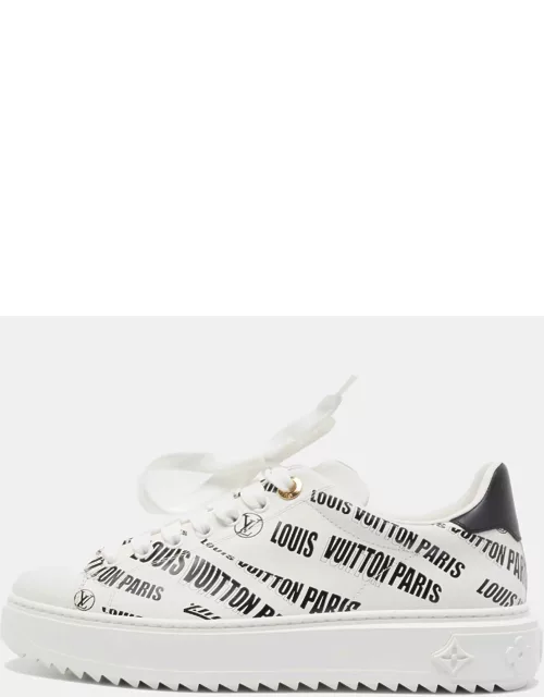 Louis Vuitton White/Black Leather Logo Printed Time Out Sneaker