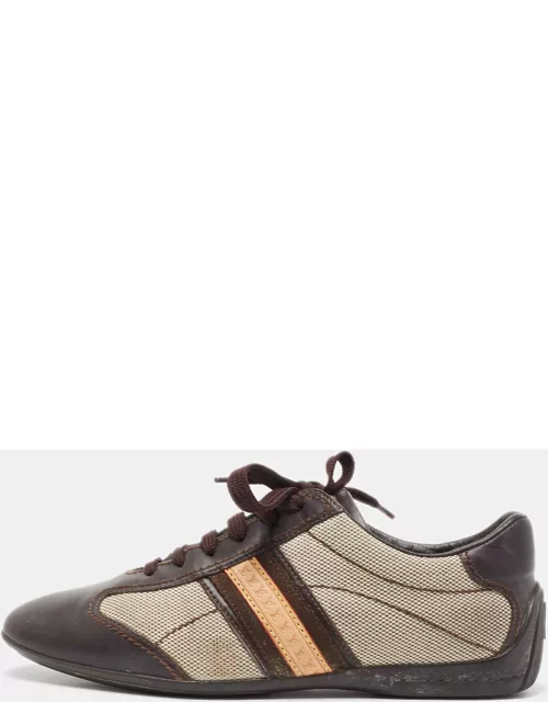 Louis Vuitton Brown/Off-White Canvas And Leather Low Top Sneaker