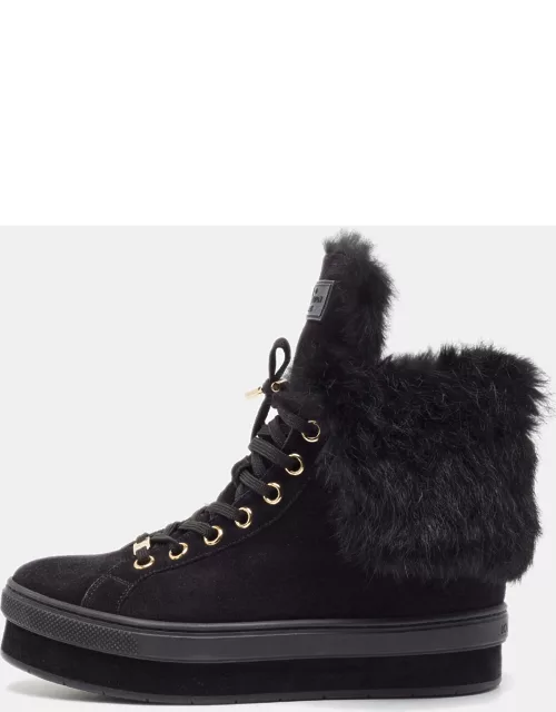 Louis Vuitton Black Suede and Fur Jazzy Sneakers