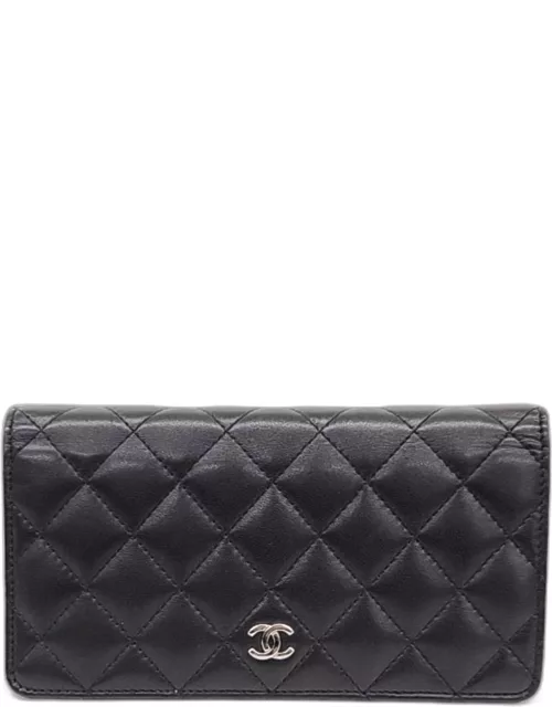 Chanel Black Lambskin Long Wallet