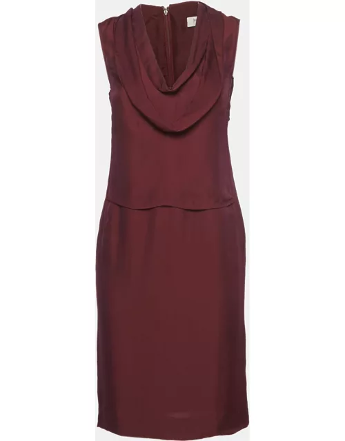 Yves Saint Laurent Burgundy Silk Blend Midi Dress