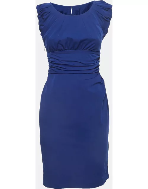 Diane Von Furstenberg Blue Nylon Ruched Mini Dress