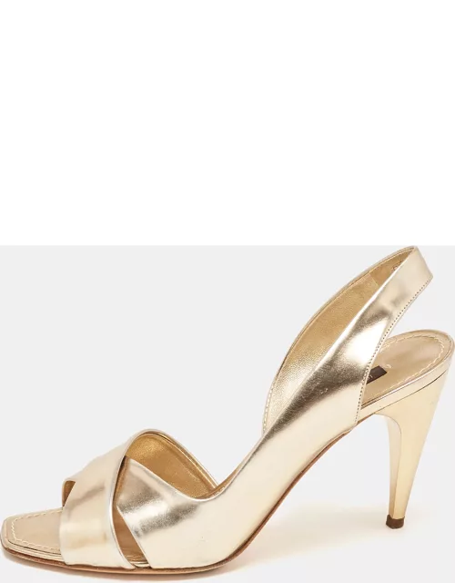 Louis Vuitton Gold Leather Slingback Sandal