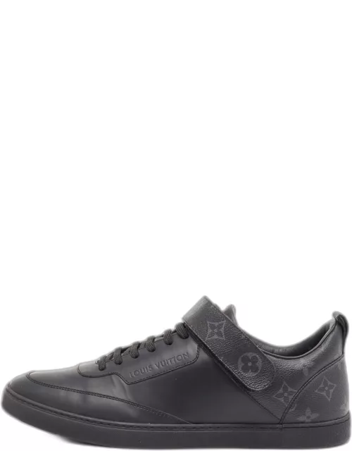 Louis Vuitton Black Leather and Monogram Canvas Velcro Low Top Sneaker