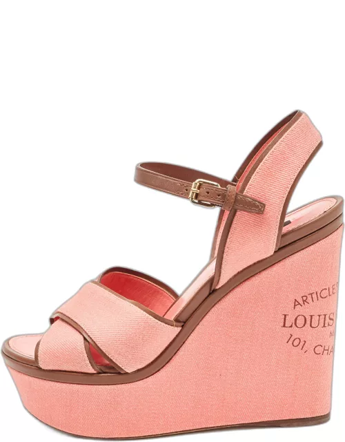 Louis Vuitton Pink Canvas and Leather Articles De Voyage Wedge Sandal